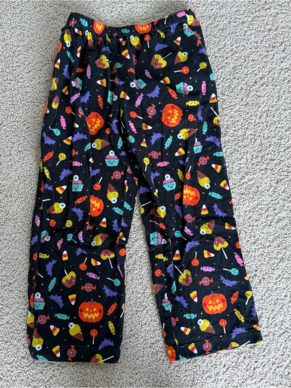 Kids Black Halloween Candy Print Pajama Pants size small